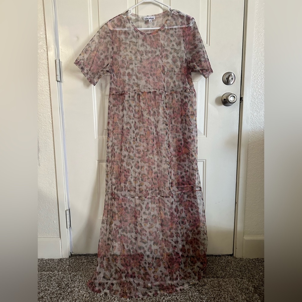 Sheer cheetah print dress size small